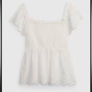 GAP Kids Eyelet Flutter Sleeve Top Smocked Size XXL 14/16